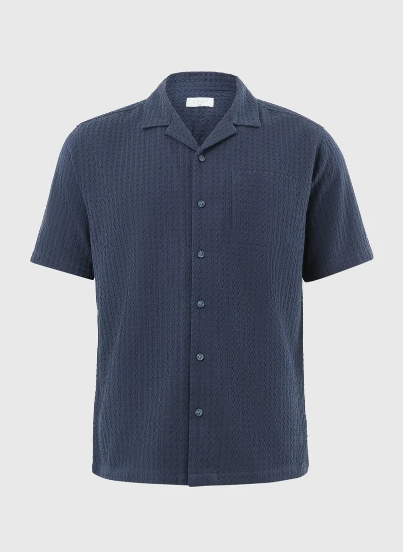 Matalan Navy Navy Textured Short Sleeve Shirt for Men | Best Price UAE